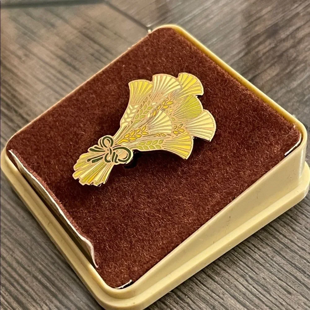 Vintage Hallmark Cloisonné Wheat Enamel Pin - Brooch Thanksgiving Theme 1970’s
